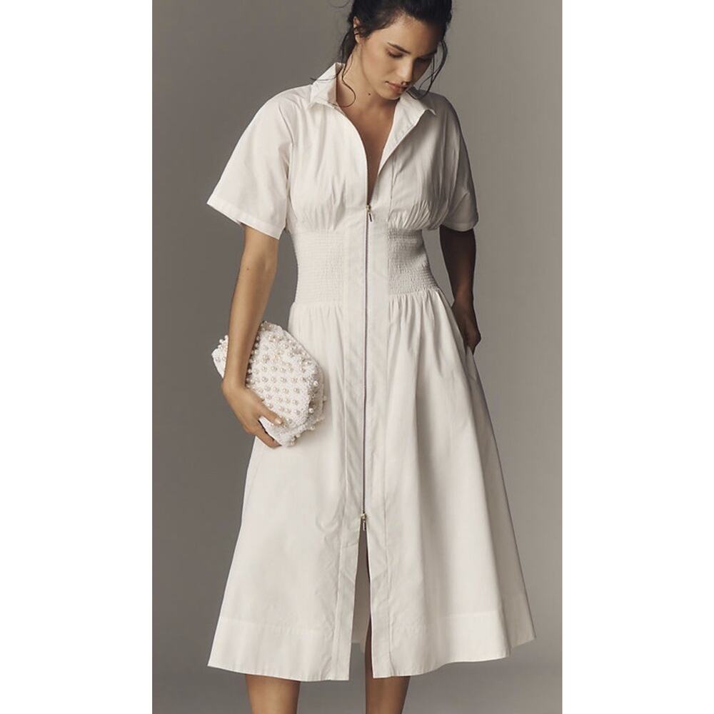 Anthropologie MAEVE The Tommie Shirt Dress White Size Small Petite